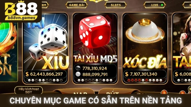 Chuyên mục game có sẵn trên nền tảng trực tuyến