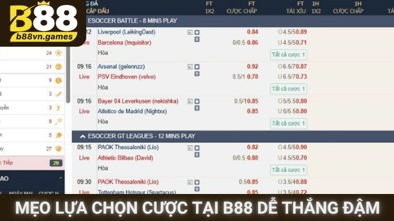 Mẹo lựa chọn cược tại B88 dễ thắng đậm