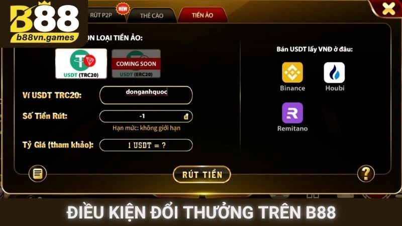 Điều kiện đổi thưởng trên B88