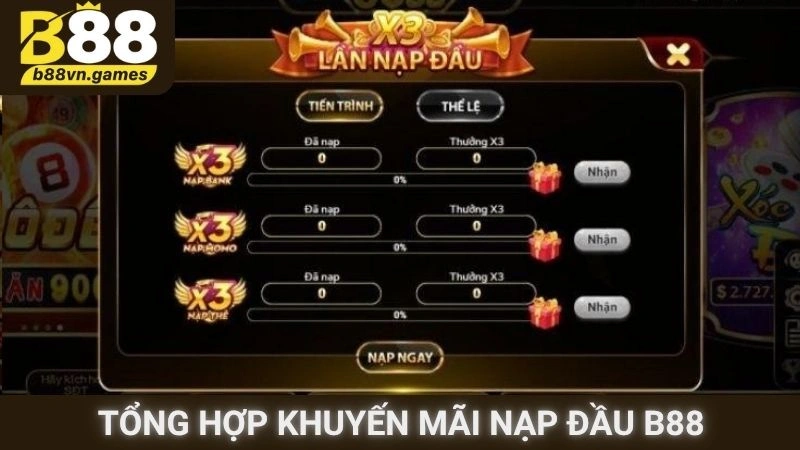 Tổng hợp khuyến mãi nạp đầu B88