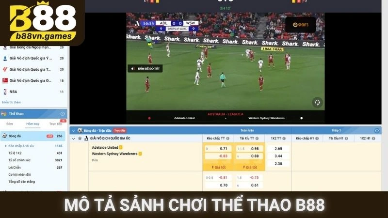 Mô tả sảnh chơi Thể thao B88
