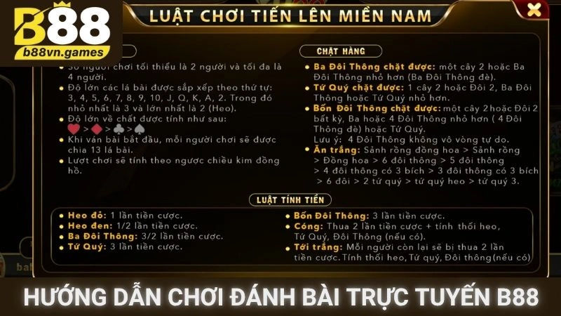 Hướng dẫn chơi đánh bài trực tuyến trên B88